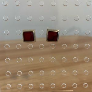 Red Stone Stud Earrings